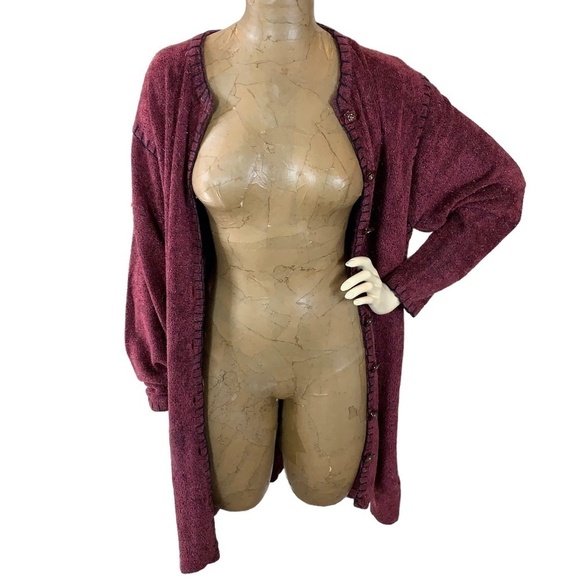 Roman Originals Longline Soft Cardigan Sweater Womens Sz L/XL Burgundy #252A - Picture 3 of 9